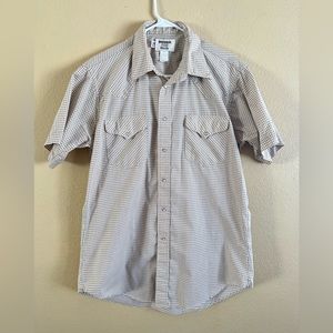 Vintage Ruddock Western Shirt Brown/White Plaid Cowboy Pearl Snaps